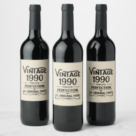 Personalisierte Vintage 35. Geburtstagsparty Weinetikett