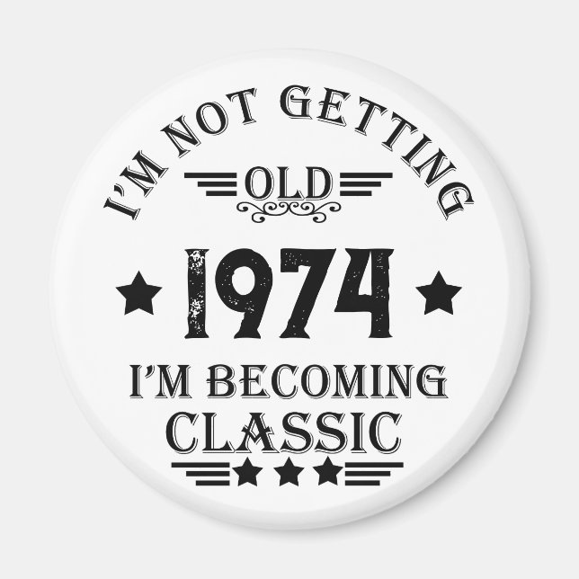 Personalisierte Vintage 50. Geburtstagsparty Magnet (Vorne)