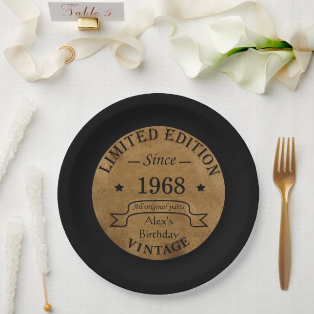 Personalisierte Vintage 55. Geburtstagsparty Pappteller (Hochzeit)