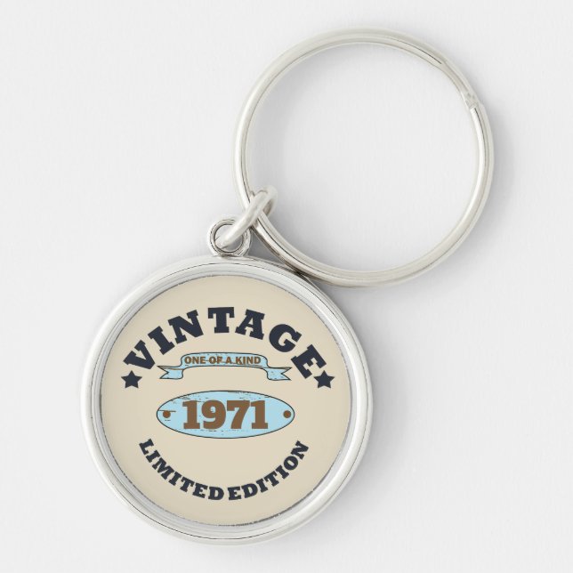 Personalisierte Vintage 55. Geburtstagsparty Schlüsselanhänger (Vorne)