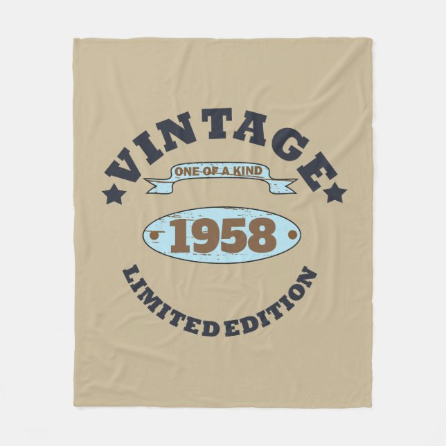 Personalisierte Vintage 65. Geburtstagsgeschenke Fleecedecke (Vorderseite)