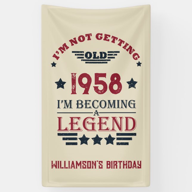 Personalisierte Vintage 65. Geburtstagsgeschenke r Banner (Vertikal)