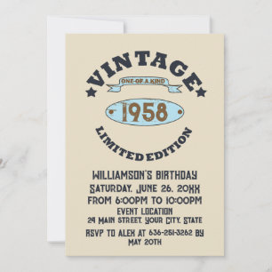 Personalisierte Vintage 65. Geburtstagsparty Einladung