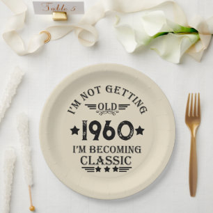 Personalisierte Vintage 65. Geburtstagsparty Pappteller