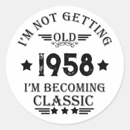 Personalisierte Vintage 65. Geburtstagsparty Runder Aufkleber