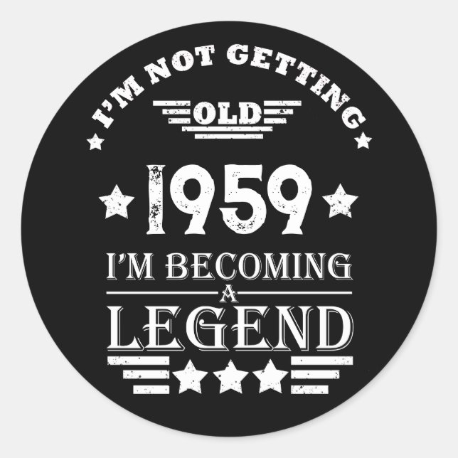 Personalisierte Vintage 65. Geburtstagsparty Runder Aufkleber (Vorderseite)