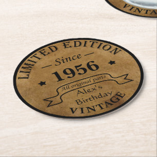 Personalisierte Vintage 65. Geburtstagsparty Runder Pappuntersetzer