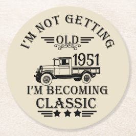 Personalisierte Vintage 65. Geburtstagsparty Runder Pappuntersetzer