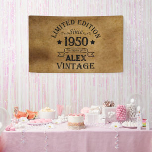 Personalisierte Vintage 75. Geburtstagsparty Banner