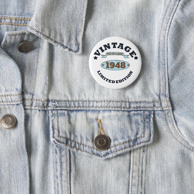 Personalisierte Vintage 75. Geburtstagsparty Button (Beispiel)