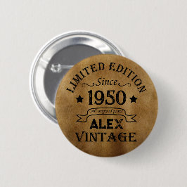 Personalisierte Vintage 75. Geburtstagsparty Button