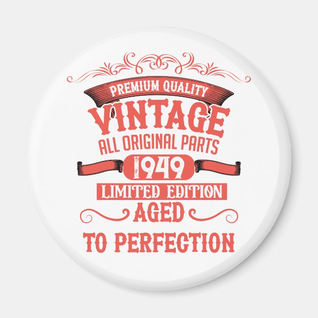 Personalisierte Vintage 75. Geburtstagsparty Magnet (Vorne)