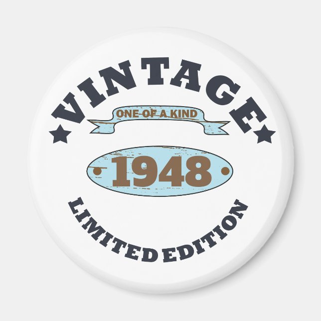Personalisierte Vintage 75. Geburtstagsparty Magnet (Vorne)