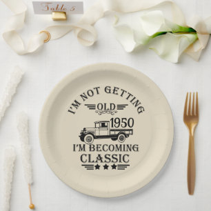 Personalisierte Vintage 75. Geburtstagsparty Pappteller