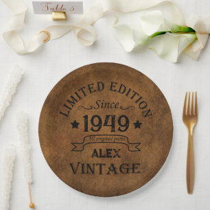 Personalisierte Vintage 75. Geburtstagsparty Pappteller