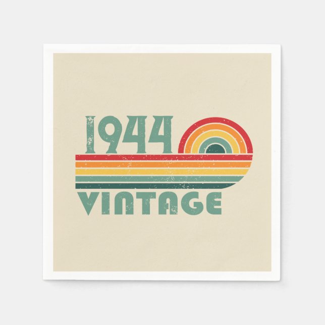 Personalisierte Vintage 80. Geburtstagsfeier Serviette (Vorderseite)
