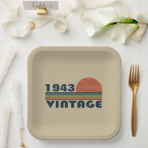 Personalisierte Vintage 90. Geburtstagsparty Pappteller