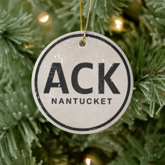 Personalisierte Vintage ACK Nantucket Massachusett Keramikornament (Baum)