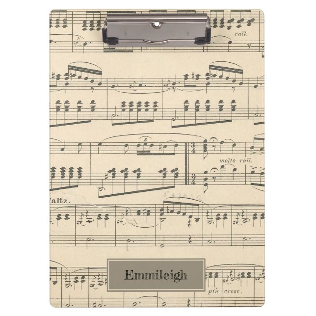 Personalisierte Vintage Antikmusik Klemmbrett (Vorderseite)