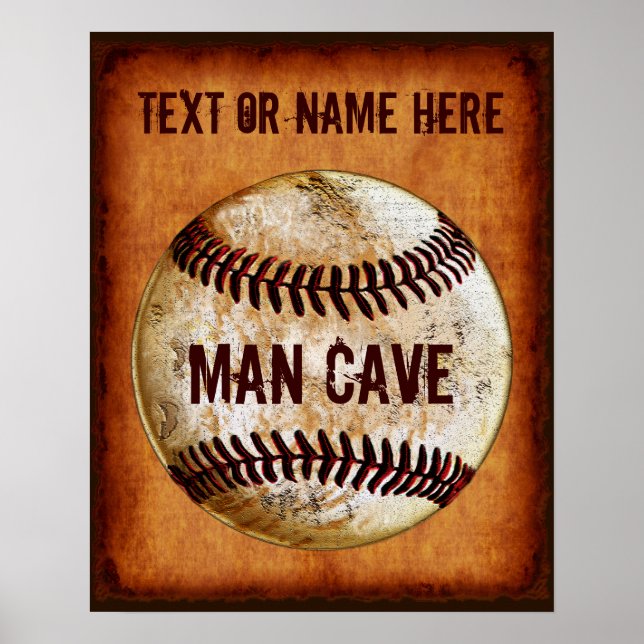 PERSONALISIERTE Vintage Baseball Man Cave Decke Poster (Vorne)