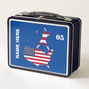 Personalisierte Vintage Baseballnummer Metall Brotdose