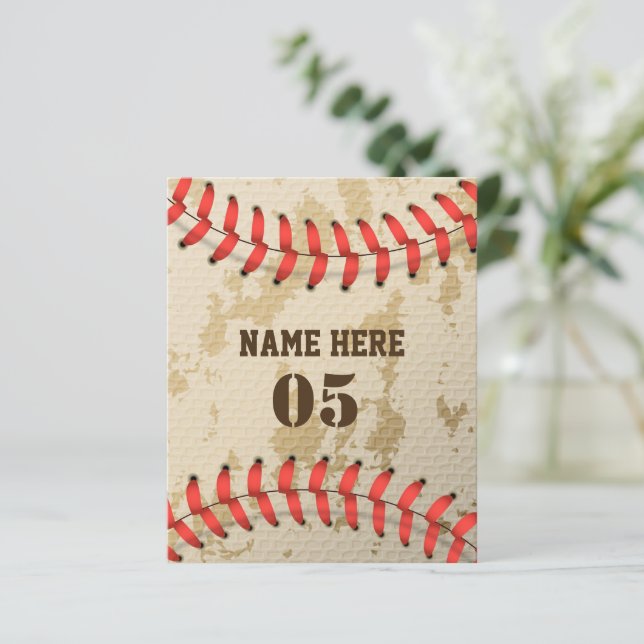 Personalisierte Vintage Baseballnummer Retro (Stehend Vorderseite)