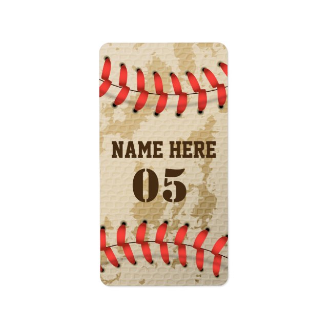 Personalisierte Vintage Baseballnummer Retro Adressaufkleber (Vorne)