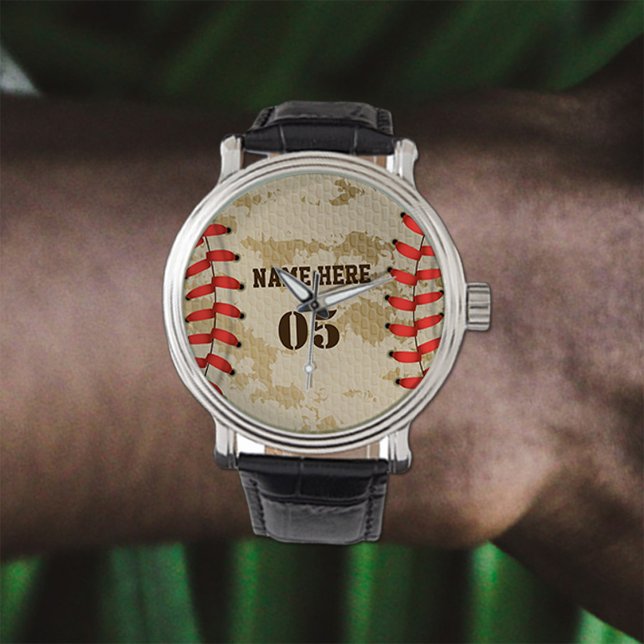 Personalisierte Vintage Baseballnummer Retro Armbanduhr (Von Creator hochgeladen)