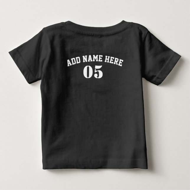 Personalisierte Vintage Baseballnummer Retro Baby T-shirt (Rückseite)