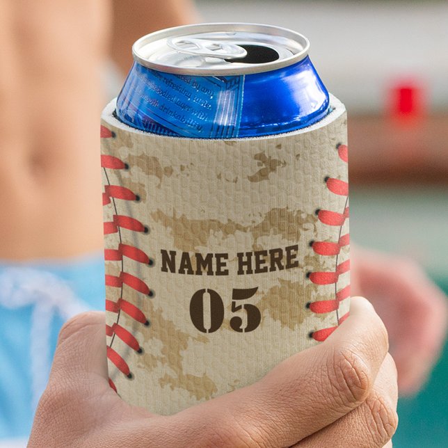 Personalisierte Vintage Baseballnummer Retro Dosenkühler (Von Creator hochgeladen)