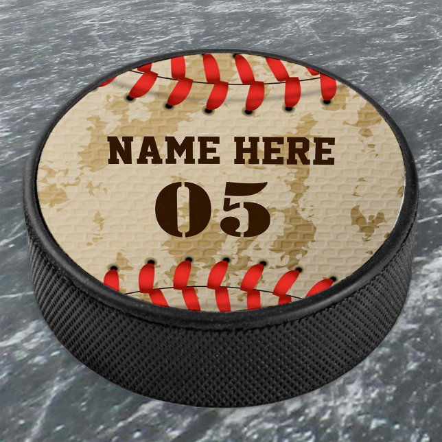 Personalisierte Vintage Baseballnummer Retro Eishockey Puck (Von Creator hochgeladen)