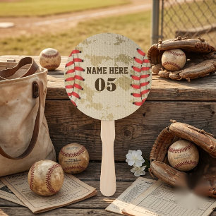Personalisierte Vintage Baseballnummer Retro Fächer