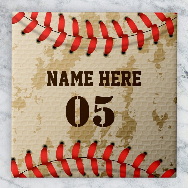 Personalisierte Vintage Baseballnummer Retro Fliese (Von Creator hochgeladen)