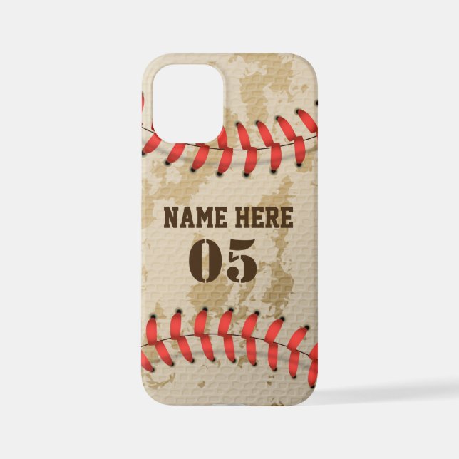 Personalisierte Vintage Baseballnummer Retro iPhone 12 Mini Hülle (Rückseite)