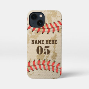 Personalisierte Vintage Baseballnummer Retro iPhone 13 Mini Hülle