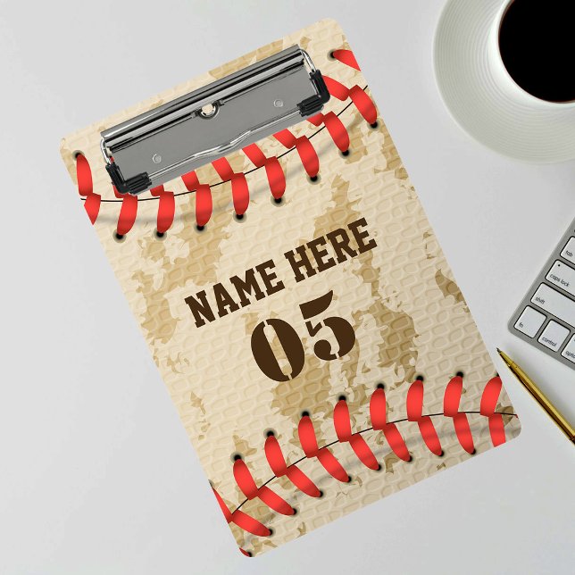 Personalisierte Vintage Baseballnummer Retro Mini Klemmbrett (Von Creator hochgeladen)
