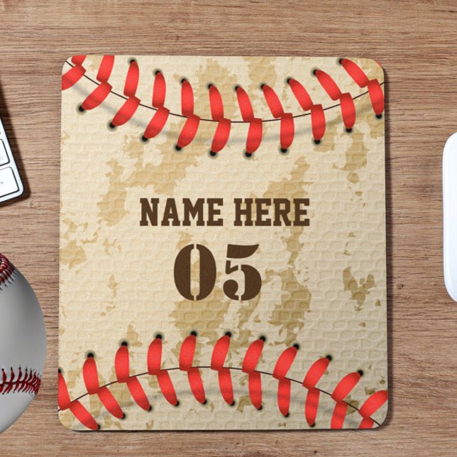 Personalisierte Vintage Baseballnummer Retro Mousepad (Von Creator hochgeladen)
