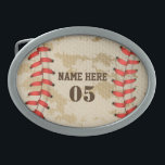 Personalisierte Vintage Baseballnummer Retro Ovale Gürtelschnalle<br><div class="desc">Personalisiertes Vintages Retro-Design mit Baseball-Namen kann gut für Sie sein,  wenn Sie Baseball Liebe. Oder es könnte ein großartiges Geschenk für diejenigen sein,  die Baseball Lieben haben.</div>