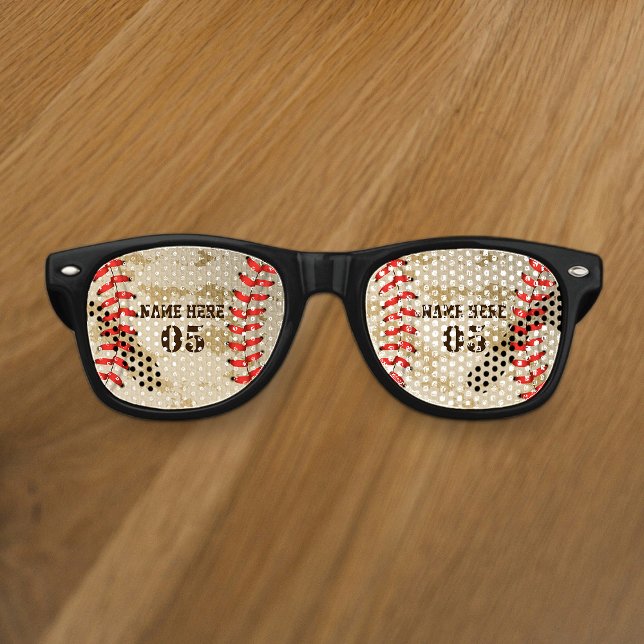 Personalisierte Vintage Baseballnummer Retro Partybrille (Von Creator hochgeladen)