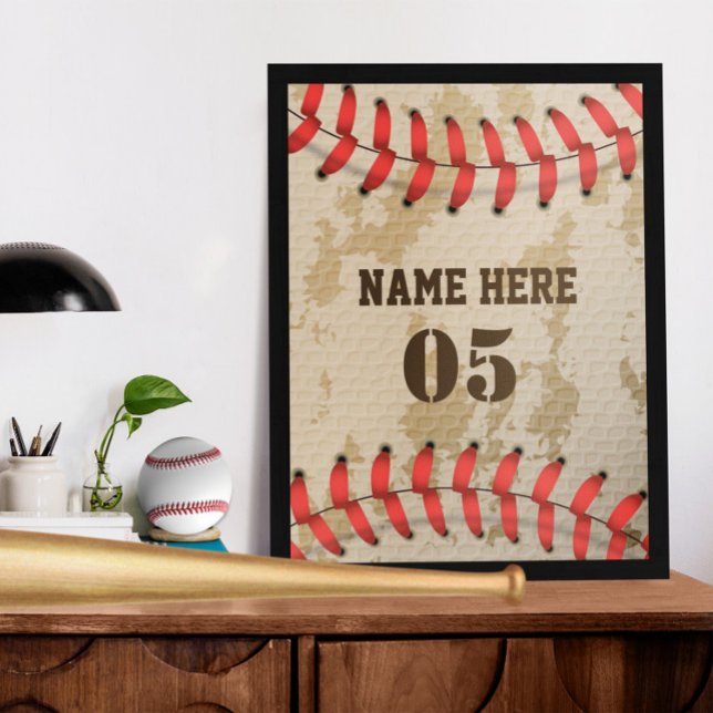 Personalisierte Vintage Baseballnummer Retro Poster (Von Creator hochgeladen)