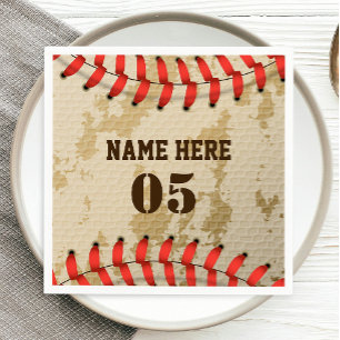 Personalisierte Vintage Baseballnummer Retro Serviette