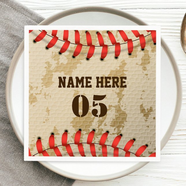 Personalisierte Vintage Baseballnummer Retro Serviette (Von Creator hochgeladen)