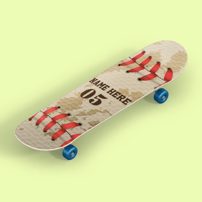 Personalisierte Vintage Baseballnummer Retro Skateboard (Von Creator hochgeladen)