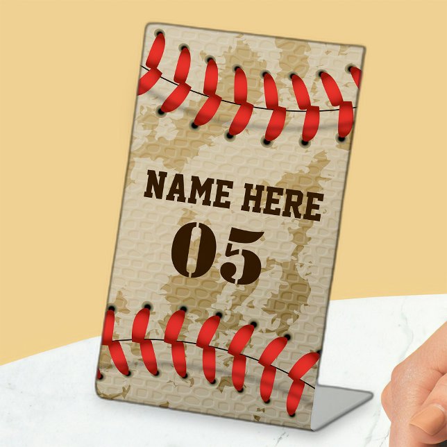 Personalisierte Vintage Baseballnummer Retro Sockelschild (Von Creator hochgeladen)