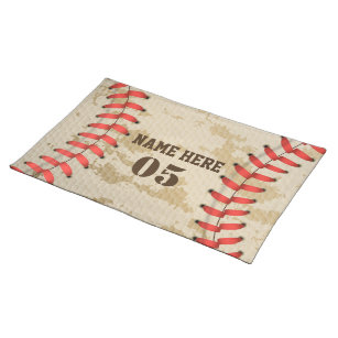 Personalisierte Vintage Baseballnummer Retro Stofftischset