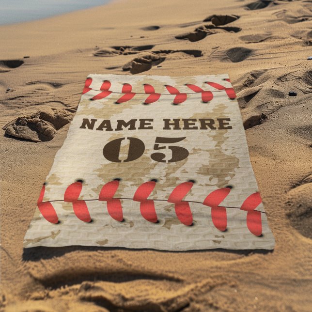 Personalisierte Vintage Baseballnummer Retro Strandtuch (Von Creator hochgeladen)