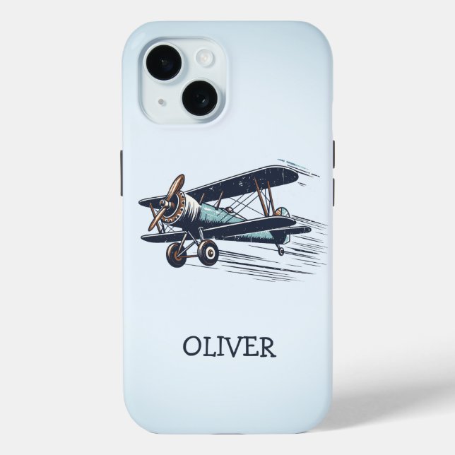 Personalisierte Vintage Biplane Case-Mate iPhone Hülle (Rückseite)