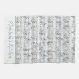 Personalisierte Vintage blaue Streifen Geschirrtuch