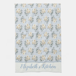 Personalisierte Vintage blaue Streifen Geschirrtuch