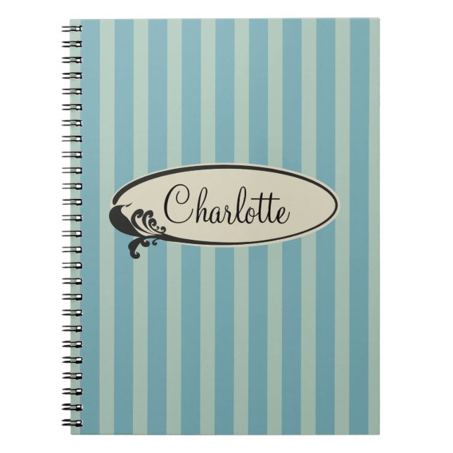 Personalisierte Vintage blaue Streifen Notizblock (Vorderseite)